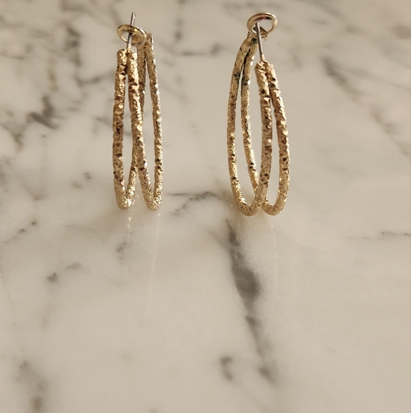 Bay Studio Gold Tone Double Hoops - Picture 3 of 4